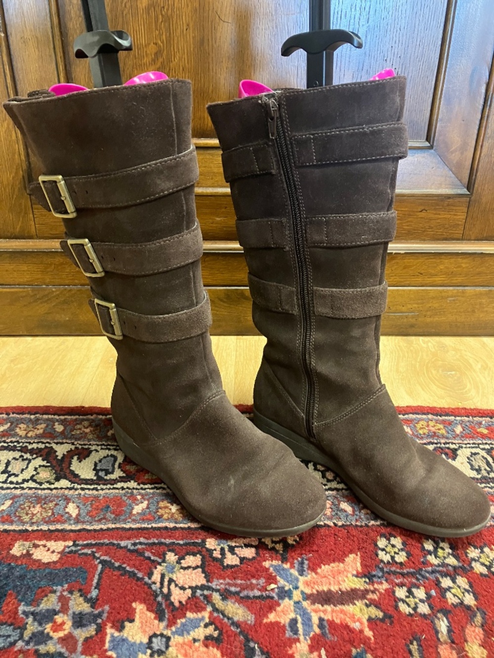 Women's UK Clarks Chocolate Brown Suede / Leather Boots - UK 4 = USA 6 WIDE FIT